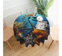 YYHWHJDE Round Decorative Tablecloth 60in Blue Seahorse Picture Waterproof, Washable, and Reusable for Dining, Coffee, Picnic, Wedding, Party