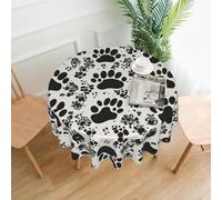 YYHWHJDE Round Decorative Tablecloth 60in Bone and paw print Prints for Indoor and Outdoor Use on Round Tables Like Coffee Tables, Dining Tables, and Farm Tables
