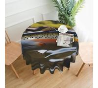 YYHWHJDE Round Decorative Tablecloth 60in Brook Trout Fly Fishing Pattern for Indoor and Outdoor Use on Round Tables Like Coffee Tables, Dining Tables, and Farm Tables