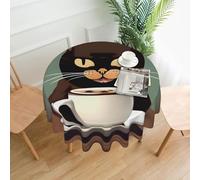 YYHWHJDE Round Decorative Tablecloth 60in Coffee cats drink coffee Picture Waterproof, Washable, and Reusable for Dining, Coffee, Picnic, Wedding, Party