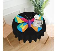 YYHWHJDE Round Decorative Tablecloth 60in Colorful origami butterfly Picture Waterproof, Washable, and Reusable for Dining, Coffee, Picnic, Wedding, Party