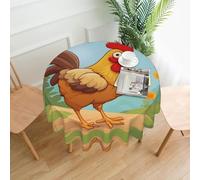 YYHWHJDE Round Decorative Tablecloth 60in Creative Cartoon Chicken Picture Waterproof, Washable, and Reusable for Dining, Coffee, Picnic, Wedding, Party