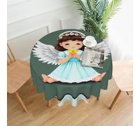 YYHWHJDE Round Decorative Tablecloth 60in Cute little angel Picture Waterproof, Washable, and Reusable for Dining, Coffee, Picnic, Wedding, Party