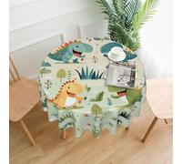 YYHWHJDE Round Decorative Tablecloth 60in Cute little baby dinosaur Pattern for Indoor and Outdoor Use on Round Tables Like Coffee Tables, Dining Tables, and Farm Tables