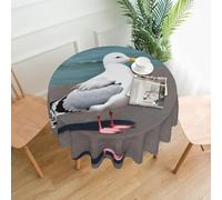 YYHWHJDE Round Decorative Tablecloth 60in Cute seagull Prints for Indoor and Outdoor Use on Round Tables Like Coffee Tables, Dining Tables, and Farm Tables