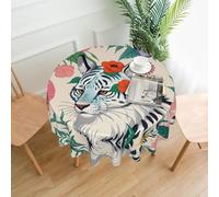 YYHWHJDE Round Decorative Tablecloth 60in Cute white tiger Prints for Indoor and Outdoor Use on Round Tables Like Coffee Tables, Dining Tables, and Farm Tables