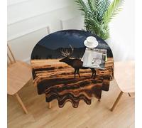 YYHWHJDE Round Decorative Tablecloth 60in Elk in the meadow Pattern for Indoor and Outdoor Use on Round Tables Like Coffee Tables, Dining Tables, and Farm Tables