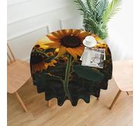 YYHWHJDE Round Decorative Tablecloth 60in Farm Sunflower Prints for Indoor and Outdoor Use on Round Tables Like Coffee Tables, Dining Tables, and Farm Tables