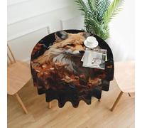 YYHWHJDE Round Decorative Tablecloth 60in Fox and Flowers Pattern for Indoor and Outdoor Use on Round Tables Like Coffee Tables, Dining Tables, and Farm Tables