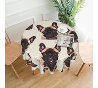 YYHWHJDE Round Decorative Tablecloth 60in french bulldog dog Prints for Indoor and Outdoor Use on Round Tables Like Coffee Tables, Dining Tables, and Farm Tables