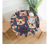 YYHWHJDE Round Decorative Tablecloth 60in french bulldog Prints for Indoor and Outdoor Use on Round Tables Like Coffee Tables, Dining Tables, and Farm Tables