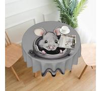 YYHWHJDE Round Decorative Tablecloth 60in Grey rat Pattern for Indoor and Outdoor Use on Round Tables Like Coffee Tables, Dining Tables, and Farm Tables