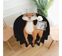 YYHWHJDE Round Decorative Tablecloth 60in Happy little deer Picture Waterproof, Washable, and Reusable for Dining, Coffee, Picnic, Wedding, Party