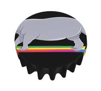 YYHWHJDE Round Decorative Tablecloth 60in Hippopotamus Crossing The Rainbow Pattern Waterproof, Washable, and Reusable for Dining, Coffee, Picnic, Wedding, Party