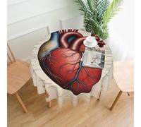 YYHWHJDE Round Decorative Tablecloth 60in Human Anatomy Heart Chart Pattern for Indoor and Outdoor Use on Round Tables Like Coffee Tables, Dining Tables, and Farm Tables