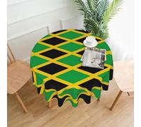 YYHWHJDE Round Decorative Tablecloth 60in jamaica flag Picture Waterproof, Washable, and Reusable for Dining, Coffee, Picnic, Wedding, Party