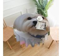 YYHWHJDE Round Decorative Tablecloth 60in Lovely Maltese Dog Pattern for Indoor and Outdoor Use on Round Tables Like Coffee Tables, Dining Tables, and Farm Tables