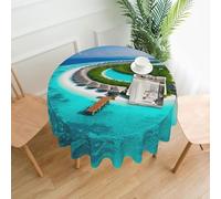 YYHWHJDE Round Decorative Tablecloth 60in Maldives Scenery Pattern for Indoor and Outdoor Use on Round Tables Like Coffee Tables, Dining Tables, and Farm Tables