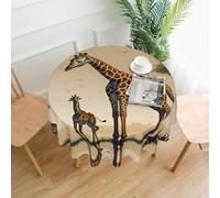 YYHWHJDE Round Decorative Tablecloth 60in Mother and child giraffe Prints for Indoor and Outdoor Use on Round Tables Like Coffee Tables, Dining Tables, and Farm Tables