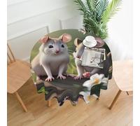 YYHWHJDE Round Decorative Tablecloth 60in Mouse in Love Pattern for Indoor and Outdoor Use on Round Tables Like Coffee Tables, Dining Tables, and Farm Tables