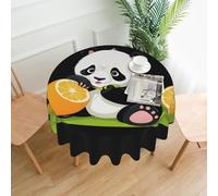YYHWHJDE Round Decorative Tablecloth 60in Panda eating orange Picture Waterproof, Washable, and Reusable for Dining, Coffee, Picnic, Wedding, Party