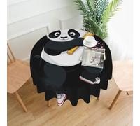 YYHWHJDE Round Decorative Tablecloth 60in Panda playing baseball Picture Waterproof, Washable, and Reusable for Dining, Coffee, Picnic, Wedding, Party