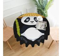 YYHWHJDE Round Decorative Tablecloth 60in Panda wearing bamboo hat Picture Waterproof, Washable, and Reusable for Dining, Coffee, Picnic, Wedding, Party