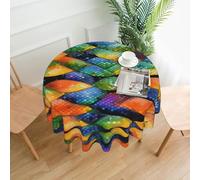YYHWHJDE Round Decorative Tablecloth 60in Rainbow Fish Scale Pattern for Indoor and Outdoor Use on Round Tables Like Coffee Tables, Dining Tables, and Farm Tables