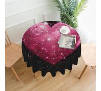 YYHWHJDE Round Decorative Tablecloth 60in Red Heart Pink Glitter Picture Waterproof, Washable, and Reusable for Dining, Coffee, Picnic, Wedding, Party