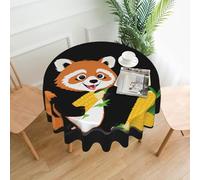 YYHWHJDE Round Decorative Tablecloth 60in Red panda eating corn Picture Waterproof, Washable, and Reusable for Dining, Coffee, Picnic, Wedding, Party