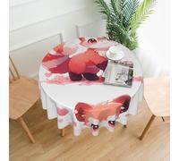 YYHWHJDE Round Decorative Tablecloth 60in Shy little panda Picture Waterproof, Washable, and Reusable for Dining, Coffee, Picnic, Wedding, Party