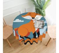 YYHWHJDE Round Decorative Tablecloth 60in Smiling fox Picture Waterproof, Washable, and Reusable for Dining, Coffee, Picnic, Wedding, Party