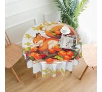 YYHWHJDE Round Decorative Tablecloth 60in Squirrel Stealing Fruit Pattern Waterproof, Washable, and Reusable for Dining, Coffee, Picnic, Wedding, Party