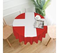 YYHWHJDE Round Decorative Tablecloth 60in Swiss Flag Pattern Waterproof, Washable, and Reusable for Dining, Coffee, Picnic, Wedding, Party
