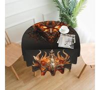 YYHWHJDE Round Decorative Tablecloth 60in The mask of burning flames Picture Waterproof, Washable, and Reusable for Dining, Coffee, Picnic, Wedding, Party