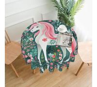 YYHWHJDE Round Decorative Tablecloth 60in Unicorn with pink hair Pattern for Indoor and Outdoor Use on Round Tables Like Coffee Tables, Dining Tables, and Farm Tables