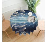 YYHWHJDE Round Decorative Tablecloth 60in White clouds over the sea Pattern for Indoor and Outdoor Use on Round Tables Like Coffee Tables, Dining Tables, and Farm Tables