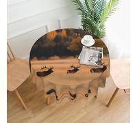 YYHWHJDE Round Decorative Tablecloth 60in Wildlife Hunting Deer Bear Elk Picture Waterproof, Washable, and Reusable for Dining, Coffee, Picnic, Wedding, Party