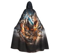 YYHWHJDE Rugby on Fire Printing Halloween Adult Hooded Cloak for Parties and Costume Events