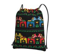 YYHWHJDE Runner Swedish Dala Horse Folk Prints Drawstring Backpack - Lightweight, Waterproof Sport Throw Cover for Gym, Travel & Everyday Essentials