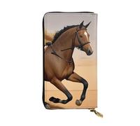YYHWHJDE Running Horse in Desert Sand Storm Printing Quality Leather Long Clutch Wallet Designed for Fashion Girls and Women Stylish 7.48 x 4.13 in