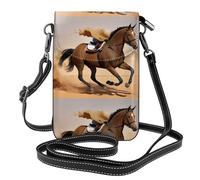 YYHWHJDE Running Horse In Desert Sand Storm Prints Small Leather Women'S Crossbody Flip Phone Bag, Waterproof And Durable