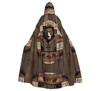 YYHWHJDE Rustic Lodge Bear Printing Halloween Adult Hooded Cloak for Parties and Costume Events