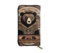 YYHWHJDE Rustic Lodge Bear Printing Quality Leather Long Clutch Wallet Designed for Fashion Girls and Women Stylish 7.48 x 4.13 in