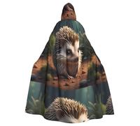 YYHWHJDE Sad Little Hedgehog Pattern Halloween Adult Hooded Cape Cloak No Zipper, Comfortable For Costume Parties