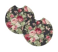 YYHWHJDE Safflower green leaf Prints Car Cup Coasters 2-Pack - Premium Neoprene Drink Throws, Protect Cup Holders & Enhance Your Drive - Waterproof, Non-Slip Grip