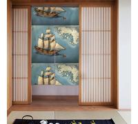 YYHWHJDE Sailboat drifting on the sea Map Prints Door curtain partition splicing privacy protection suitable for kitchen, bathroom, room 34x56in