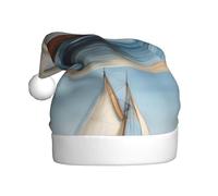 YYHWHJDE Sailboat drifting on the sea Prints Christmas Hat for Adult Making It a Fun and Durable Gift for Men and Women