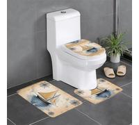 YYHWHJDE Sailboat Map Picture Three Piece Set of Bathroom Floor mats, Bathroom Shower mats, Anti Slip Quick Drying