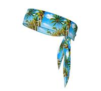 YYHWHJDE Sand Beach Palm Tree Pattern Sports headscarf, sweat absorbing and breathable, motion headband, double-sided kerchief
